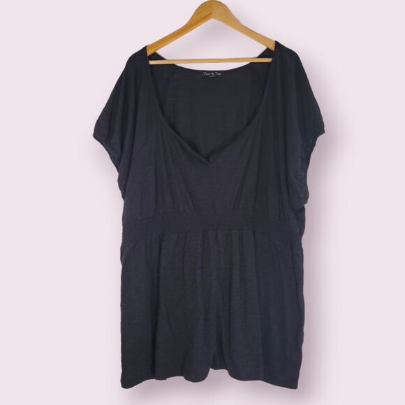 TORRID Black 100% Cotton Top Size 4X Empire Waist Soft Casual TWIST TEE Basic - Picture 1 of 9